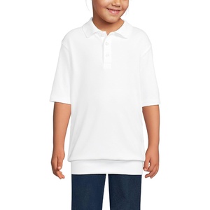 image:imageLands End School Uniform Big Kids Short Sleeve Banded Bottom Polo ShirtWhite