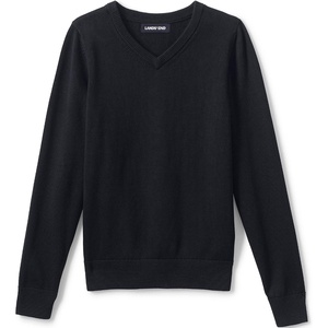 image:imageLands End School Uniform Boys Cotton Modal Fine Gauge VNeck SweaterBlack