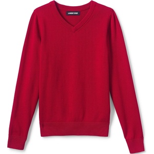 image:imageLands End School Uniform Boys Cotton Modal Fine Gauge VNeck SweaterRed