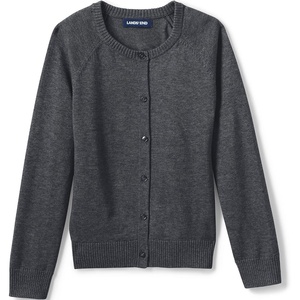 image:imageLands End School Uniform Girls Cotton Modal Cardigan SweaterCoal Heather