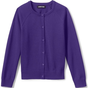 image:imageLands End School Uniform Girls Cotton Modal Cardigan SweaterDeep Purple