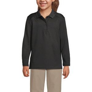 image:imageLands End School Uniform Girls Long Sleeve Feminine Fit Rapid Dry Polo ShirtBlack