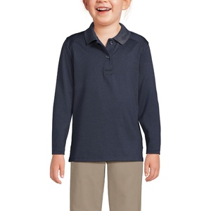 image:imageLands End School Uniform Girls Long Sleeve Feminine Fit Rapid Dry Polo ShirtClassic Navy