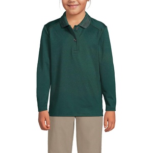 image:imageLands End School Uniform Girls Long Sleeve Feminine Fit Rapid Dry Polo ShirtEvergreen