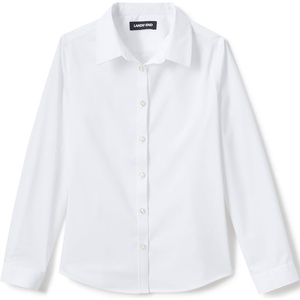 image:imageLands End School Uniform Girls No Gape Long Sleeve Stretch ShirtPearl White