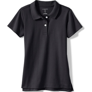 image:imageLands End School Uniform Girls Short Sleeve Feminine Fit Interlock Polo ShirtBlack