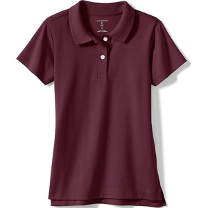 image:imageLands End School Uniform Girls Short Sleeve Feminine Fit Interlock Polo ShirtBurgundy