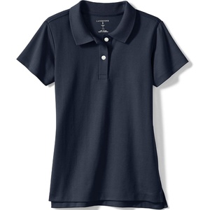 image:imageLands End School Uniform Girls Short Sleeve Feminine Fit Interlock Polo ShirtClassic Navy