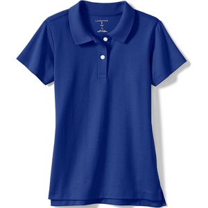 image:imageLands End School Uniform Girls Short Sleeve Feminine Fit Interlock Polo ShirtCobalt