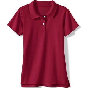image:imageLands End School Uniform Girls Short Sleeve Feminine Fit Interlock Polo ShirtGarnet