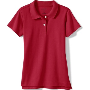image:imageLands End School Uniform Girls Short Sleeve Feminine Fit Interlock Polo ShirtRed