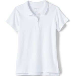 image:imageLands End School Uniform Girls Short Sleeve Feminine Fit Interlock Polo ShirtWhite