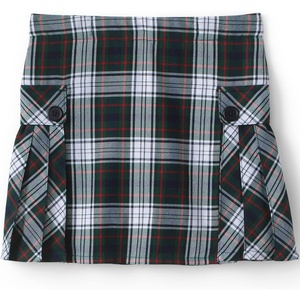 image:imageLands End School Uniform Girls Side Pleat Plaid Skort Above KneeEvergreenWhite Plaid