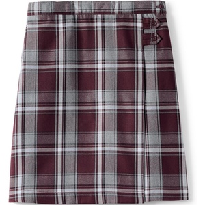 image:imageLands End School Uniform Girls Slim Plaid Aline Skirt Below the KneePlaid BurgundyGray