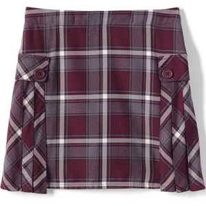 image:imageLands End School Uniform Girls Slim Side Pleat Plaid Skort Above KneeBurgundyGray Plaid