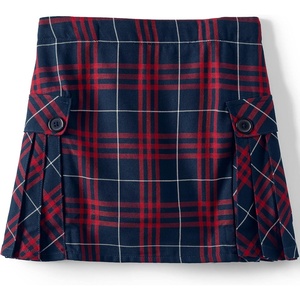 image:imageLands End School Uniform Girls Slim Side Pleat Plaid Skort Above KneeClassic Navy Large Plaid