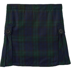 image:imageLands End School Uniform Girls Slim Side Pleat Plaid Skort Above KneeClassic NavyEvergreen Plaid