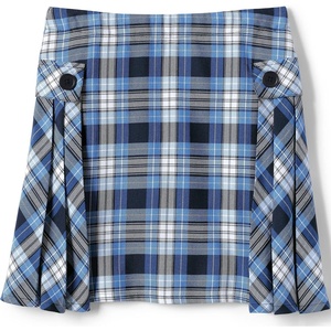image:imageLands End School Uniform Girls Slim Side Pleat Plaid Skort Above KneeClear Blue Plaid