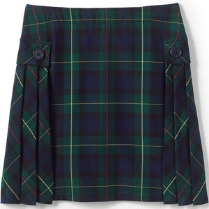 image:imageLands End School Uniform Girls Slim Side Pleat Plaid Skort Above KneeHunterClassic Navy Plaid