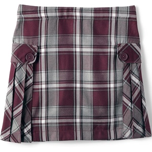 image:imageLands End School Uniform Girls Slim Side Pleat Plaid Skort Above KneePlaid BurgundyGray