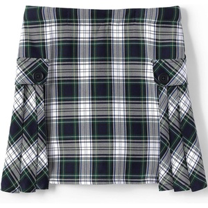 image:imageLands End School Uniform Girls Slim Side Pleat Plaid Skort Above KneeWhite Plaid