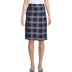 image:imageLands End School Uniform Girls Solid Aline Skirt Below the KneeClassic Navy Plaid