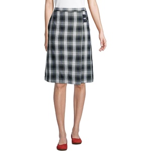 image:imageLands End School Uniform Girls Solid Aline Skirt Below the KneeWhite Plaid