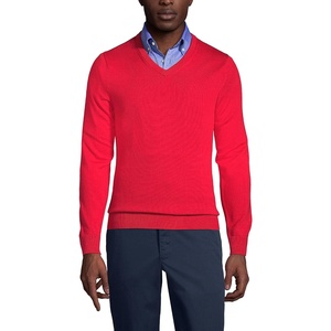 image:imageLands End School Uniform Mens Cotton Modal Fine Gauge VNeck SweaterRed