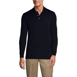 image:imageLands End School Uniform Mens Long Sleeve Interlock Polo ShirtBlack