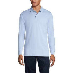 image:imageLands End School Uniform Mens Long Sleeve Interlock Polo ShirtBlue