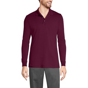 image:imageLands End School Uniform Mens Long Sleeve Interlock Polo ShirtBurgundy
