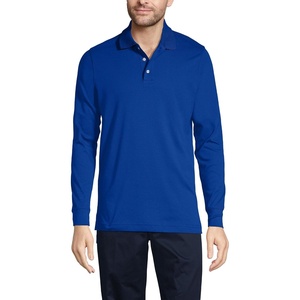 image:imageLands End School Uniform Mens Long Sleeve Interlock Polo ShirtCobalt