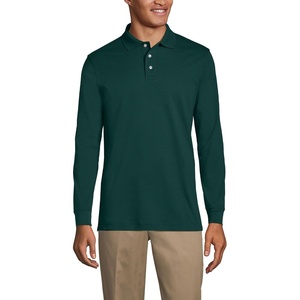 image:imageLands End School Uniform Mens Long Sleeve Interlock Polo ShirtEvergreen