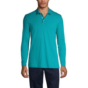 image:imageLands End School Uniform Mens Long Sleeve Interlock Polo ShirtTeal Breeze
