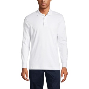 image:imageLands End School Uniform Mens Long Sleeve Interlock Polo ShirtWhite