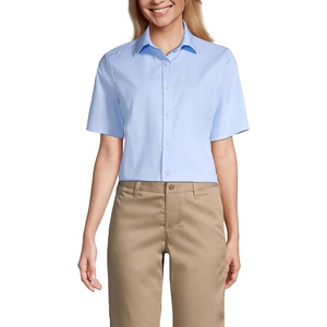 image:imageLands End School Uniform Womens No Gape Short Sleeve Stretch ShirtLight Sea Blue
