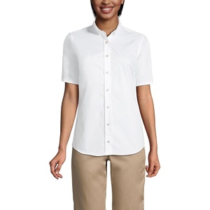 image:imageLands End School Uniform Womens No Gape Short Sleeve Stretch ShirtPearl White