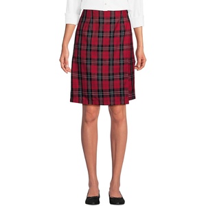 image:imageLands End School Uniform Womens Plaid A Line Tab Skort Top of KneeRedBlack Plaid
