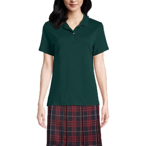 image:imageLands End School Uniform Womens Short Sleeve Feminine Fit Interlock Polo ShirtEvergreen