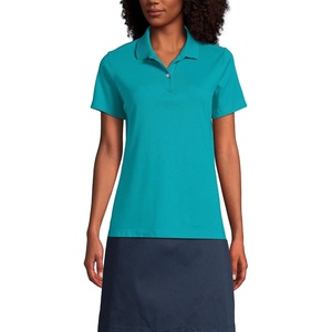 image:imageLands End School Uniform Womens Short Sleeve Feminine Fit Interlock Polo ShirtTeal Breeze