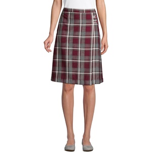 image:imageLands End School Uniform Young Womens Plaid Aline Skirt Below the KneeBurgundyGray Plaid