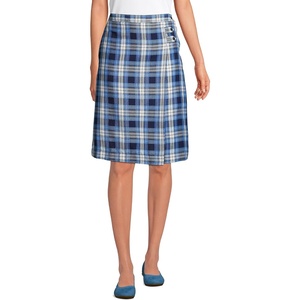 image:imageLands End School Uniform Young Womens Plaid Aline Skirt Below the KneeClear Blue Plaid