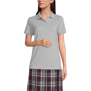 image:imageLands End School Uniform Young Womens Short Sleeve Mesh Polo ShirtGray Heather