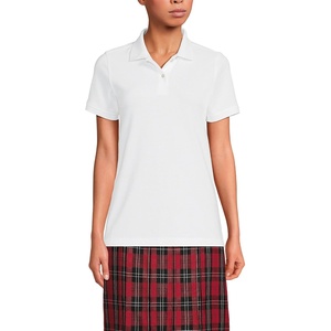 image:imageLands End School Uniform Young Womens Short Sleeve Mesh Polo ShirtWhite