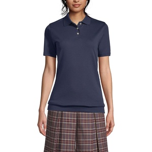 image:imageLands End Womens Short Sleeve Banded Bottom Polo ShirtClassic Navy