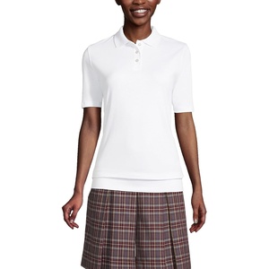 image:imageLands End Womens Short Sleeve Banded Bottom Polo ShirtWhite