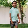 image:imageLands End Boys Short Sleeve Athletic Polo ShirtTeal Stripe