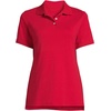 image:imageLands End Essentials Womens Short Sleeve All Day Comfort Polo Shirt  100 Cotton Wont Shrink Pill FadeRed