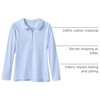 image:imageLands End Girls Long Sleeve Peter Pan Collar Polo ShirtBlue