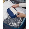 image:imageLands End Medium Rectangular Dopp Kit for Travel Navy M  Striped Canvas Toiletry Bag with Top ZipNavy